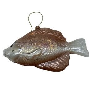 Hand blown iridescent large Fish Christmas ornament pink‎ Hollow 6'x4